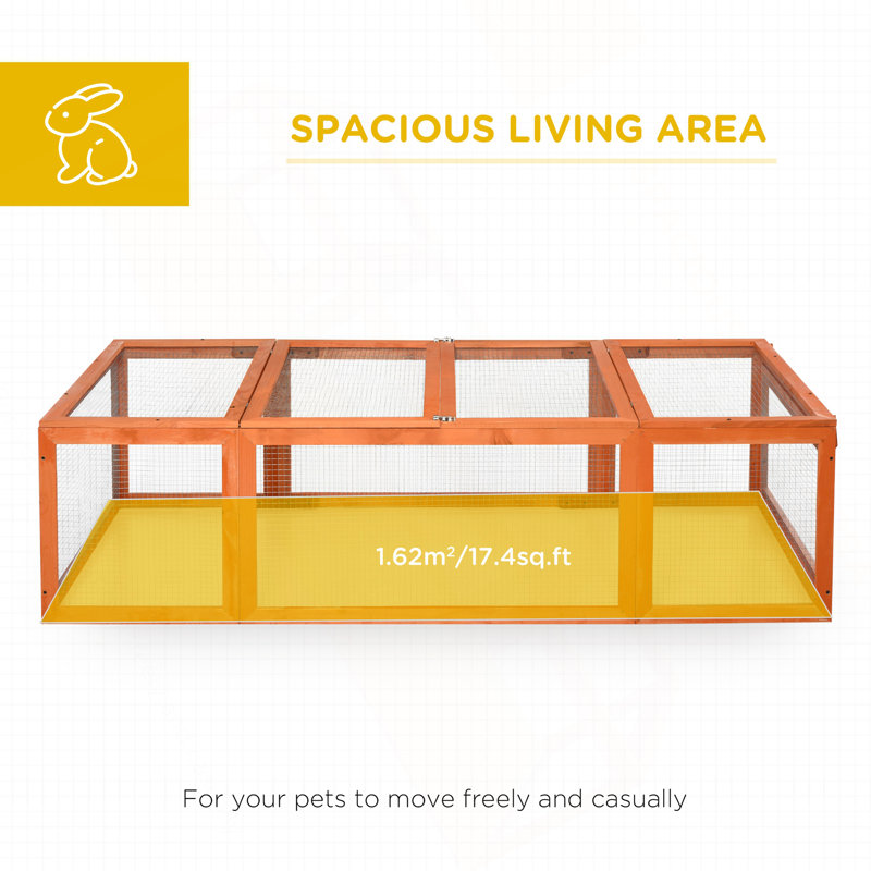 Cage à lapins en bois Pawhut, Orange
