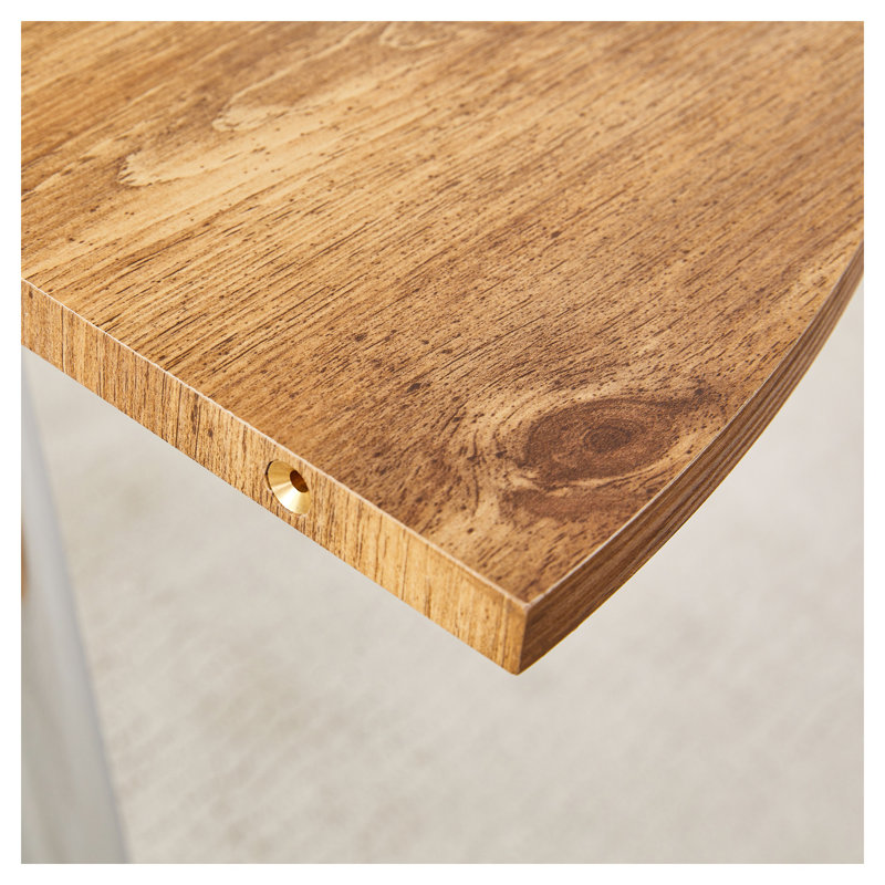 Ensemble de table de salle à manger extensible 6 pièces avec plateau en grain de bois rond et ovale et 6 chaises rembourrées en suède