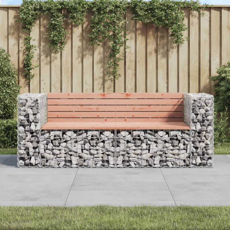 Banc de patio Gabion, H 25,8 po x l 72,4 po x P 28 po, Rosewood