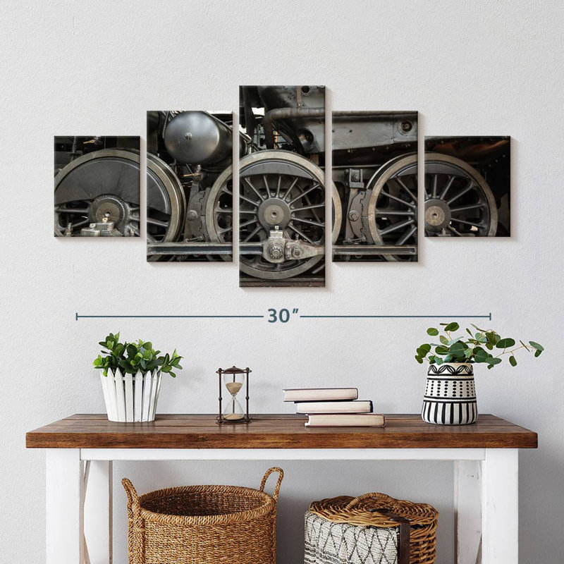 Rail Wheels, 15" H x 36" W