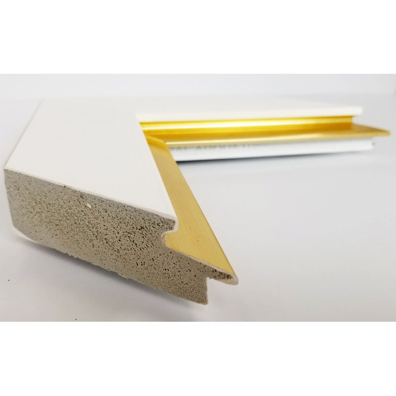 Metropolis Flat Mirror, 42" x 30", White/Gold