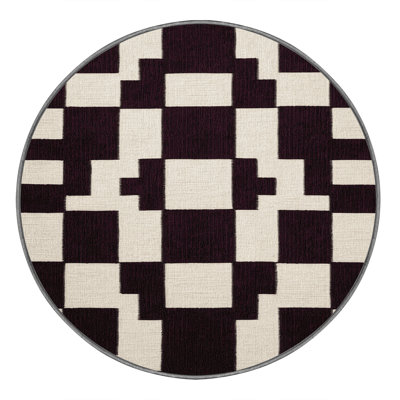 Machine Washable Checkered Brown Area Rug