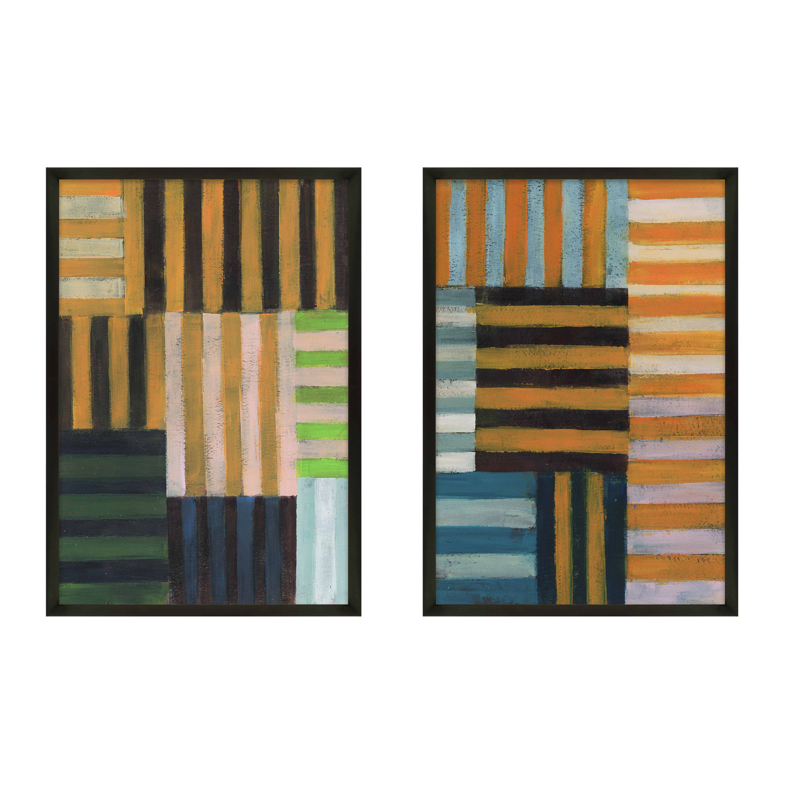 Give-and-Take 2-Piece Print Set, 25" H x 20" W, Black, Framed Print Paper without Mat