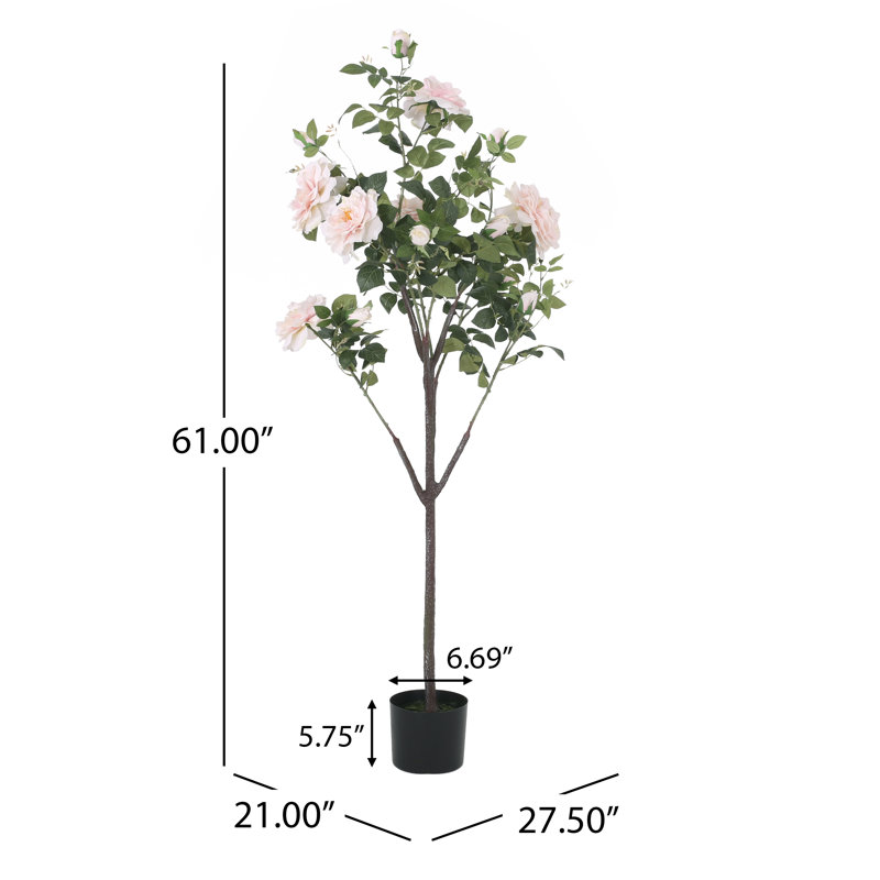 Faux Flowering Tree in Freestanding, 61'' H X 27.5'' W X 21'' D