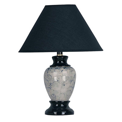 13" Tall Ceramic Table Lamp, Urn-Shaped, Linen Shade