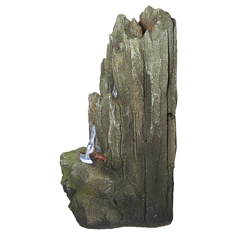 Handcrafted Weathered Stone Tabletop Fountain with LED Lights