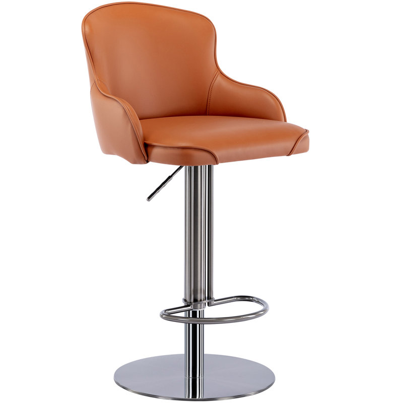 Tabourets de bar en acier inoxydable titane noir, chaise de bar en cuir de qualité moderne avec dossier, hauteur réglable pivotante pour le comptoir de la cuisine et la salle à manger (1 pièce)