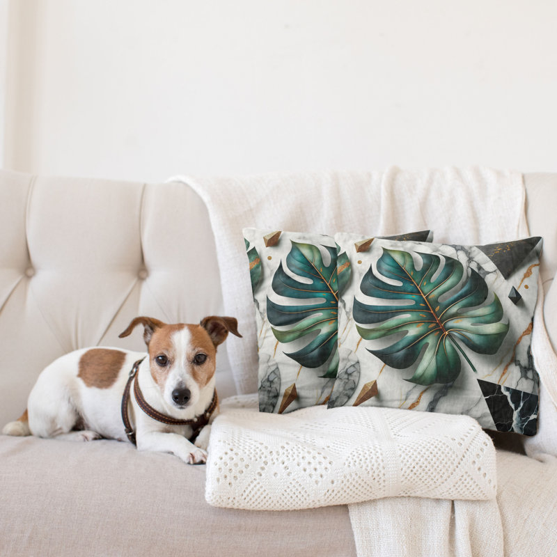 429423_Ambesonne, housse de coussin Monstera, ensemble de 2 art abstrait Mid-Century, H 18 po x l 18 po