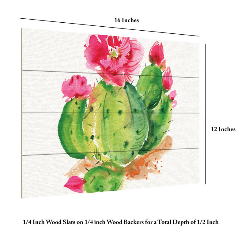 Kristy, désert de riz, échinopsis, lattes de bois, H 12 po x l 16 po