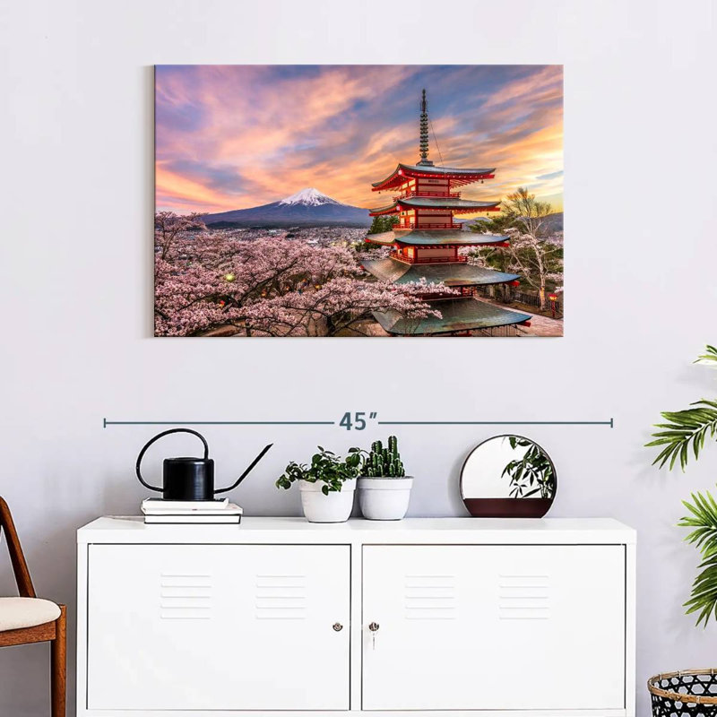 Nicci Chureito Pagoda In Spring, 24" H x 36" W