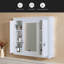 Armoire de salle de bain murale avec miroir, armoire à pharmacie murale avec 4 tablettes, armoire de rangement avec porte à miroir, blanc