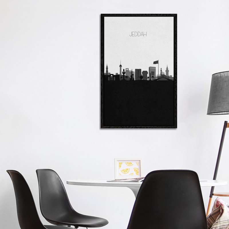 Jeddah, Saudi Arabia City Skyline by Ayse Deniz Akerman - Print on Canvas, Black Framed Canvas, 152.5 cm H x 101.5 cm W