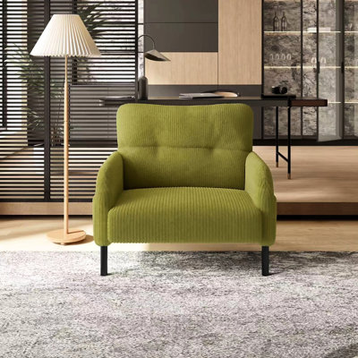 Fauteuil confortable en velours côtelé monochrome pour les pièces à vivre principales, design à double poche, coussin moelleux, structure élégante avec poches de rangement latérales, idéal pour le bureau et le coin lecture, soutien lombaire ergonomique
