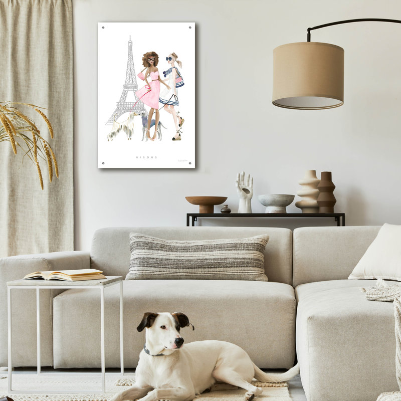 Art mural en verre rouge Charro de Red Barrel Studio® Paris Girlfriend 1 Pastel par Mercedes Lopez, H 36 po x l 24 po