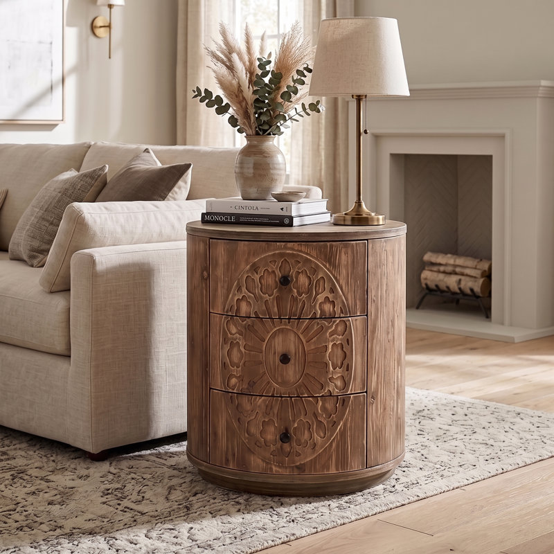 Cylindrical 3-Drawer Accent Chest