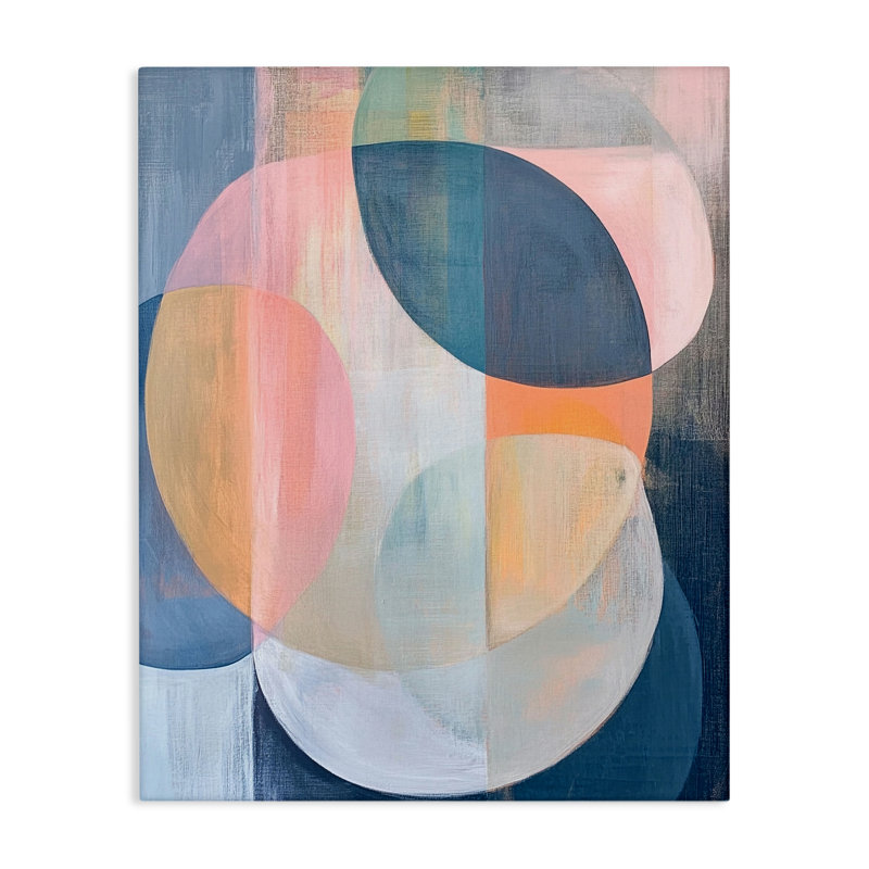 Toile géométrique pastel ronde, design par Ramona Murdock, H 20 po x l 16 po