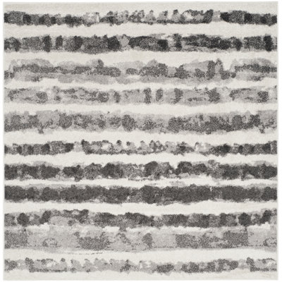 Bethlyn Striped Ivory/Charcoal Area Rug