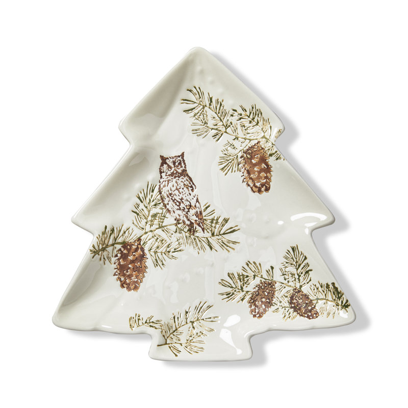 Plateau de service en forme de pin et de hibou Eryanna Wilde, 9,5 po x 9 po