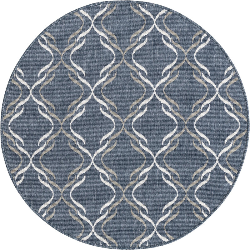 Tapis intérieur / extérieur bleu marine Basanti, Rond 4 pi