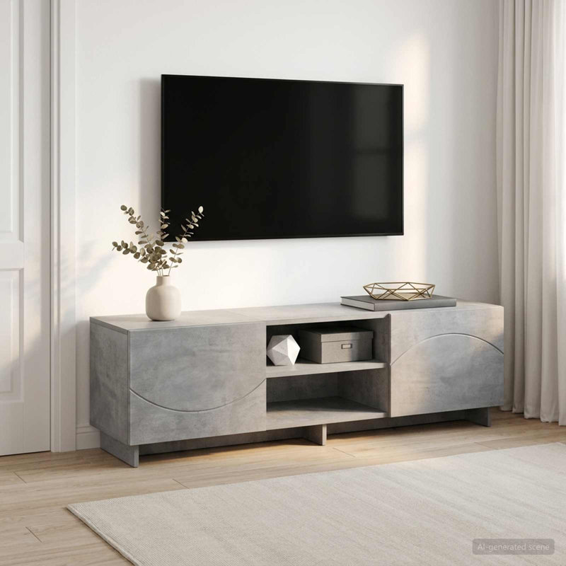 TV Stand, 40cm H x 140cm W x 34.5cm D, Concrete Grey