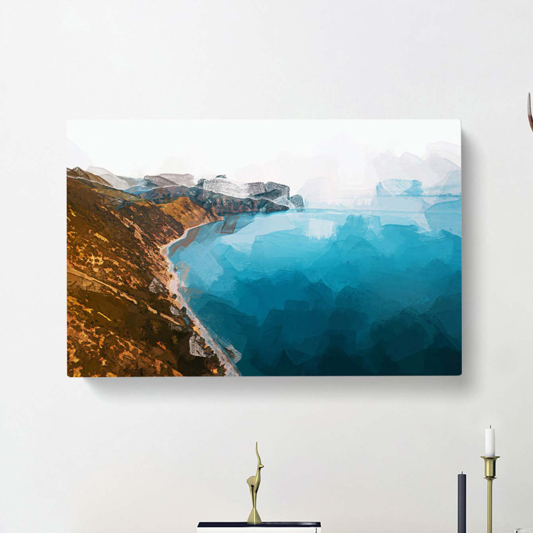 Coastline of New Zealand in Abstract - Wrapped Canvas