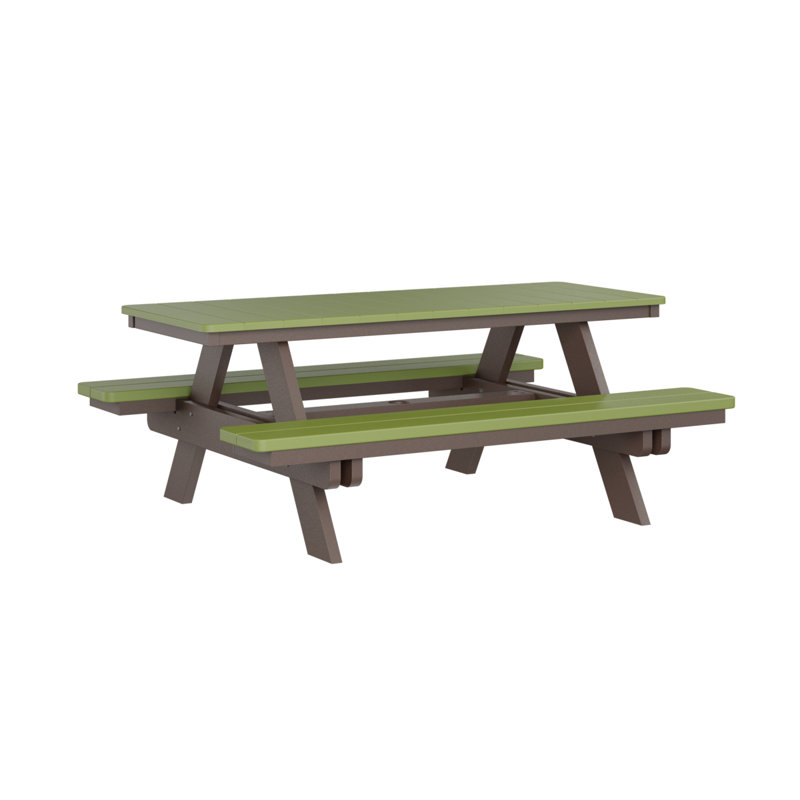 Berlin Gardens Ada Rectangular Picnic Table, Kiwi Green Top/Chocolate Brown Base