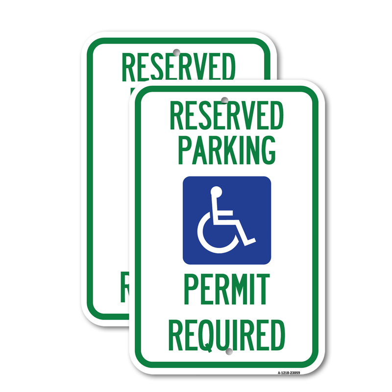 (Ensemble de 2) Permis de stationnement réservé requis (avec graphique) Enseigne en aluminium de gros calibre 12 po x 18 po