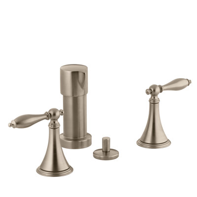 Finial Vertical Spray Bidet Faucet with Lever Handles and Matching Handle Inserts