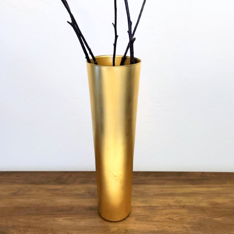 Vase conique en verre doré IRIS, Hauteur totale - 19,75 po, Doré