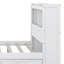 Lit plateforme double avec lit gigogne, tiroirs et tête de lit bibliothèque avec prises USB, cadre de lit en bois franc