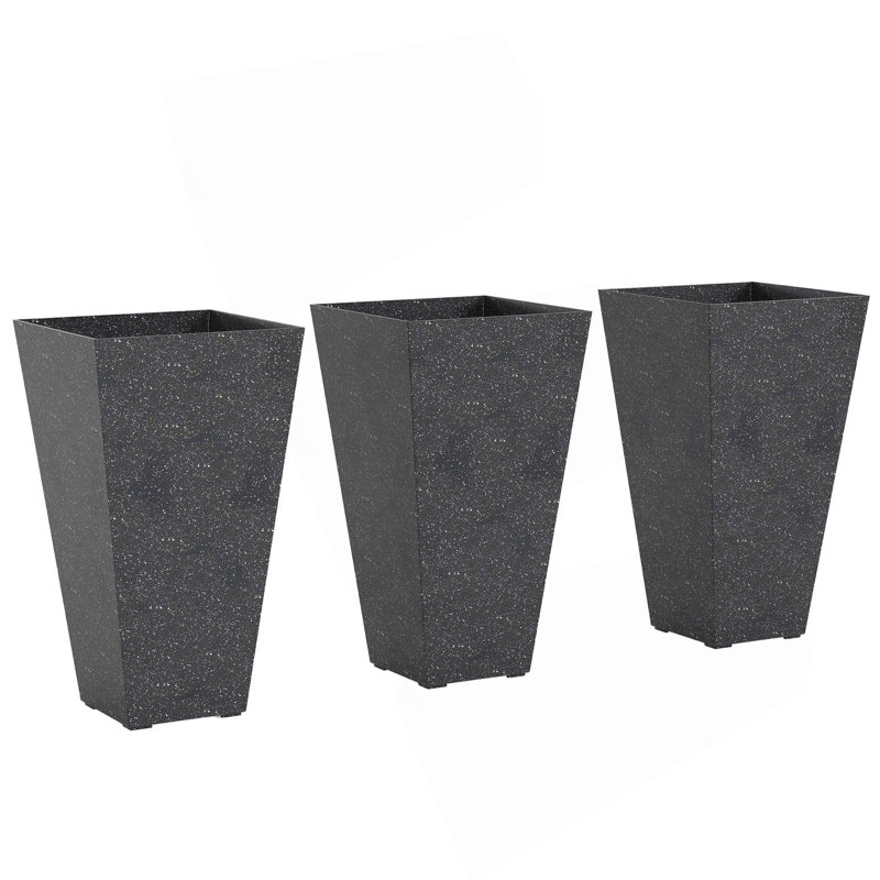 Stackable Taper Planters,Set Of 3 Flower Pots,Tall Planters, Black