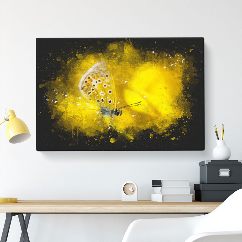 Yellow Butterfly - Wrapped Canvas, 40cm H x 60cm W x 3cm D