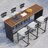 7 Pieces Rectangle Outdoor Patio Bar Dining Set with Teak Table and Chairs for 6 Person