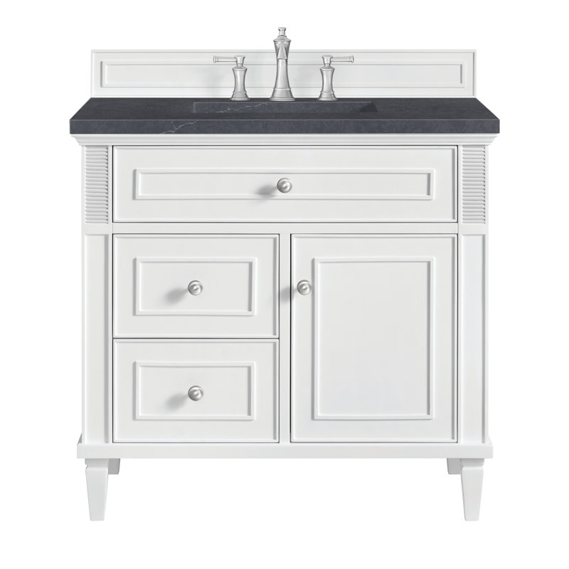 Lorelai 36'' W Single Vanity, Charcoal Soapstone, Bright White, 8" Widespread