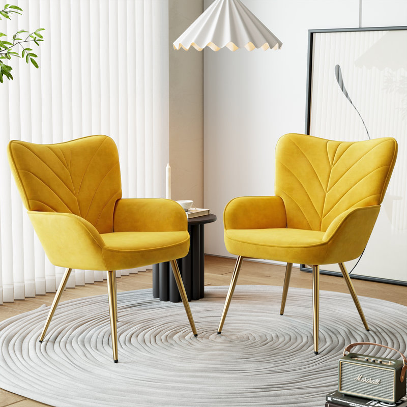Fauteuil à oreilles Modern Velvet, Jaune