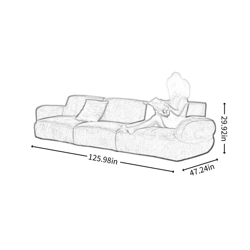 Snail Adjustable Straight Sofa, 29.92" H x 125.98" W x 47.24" D