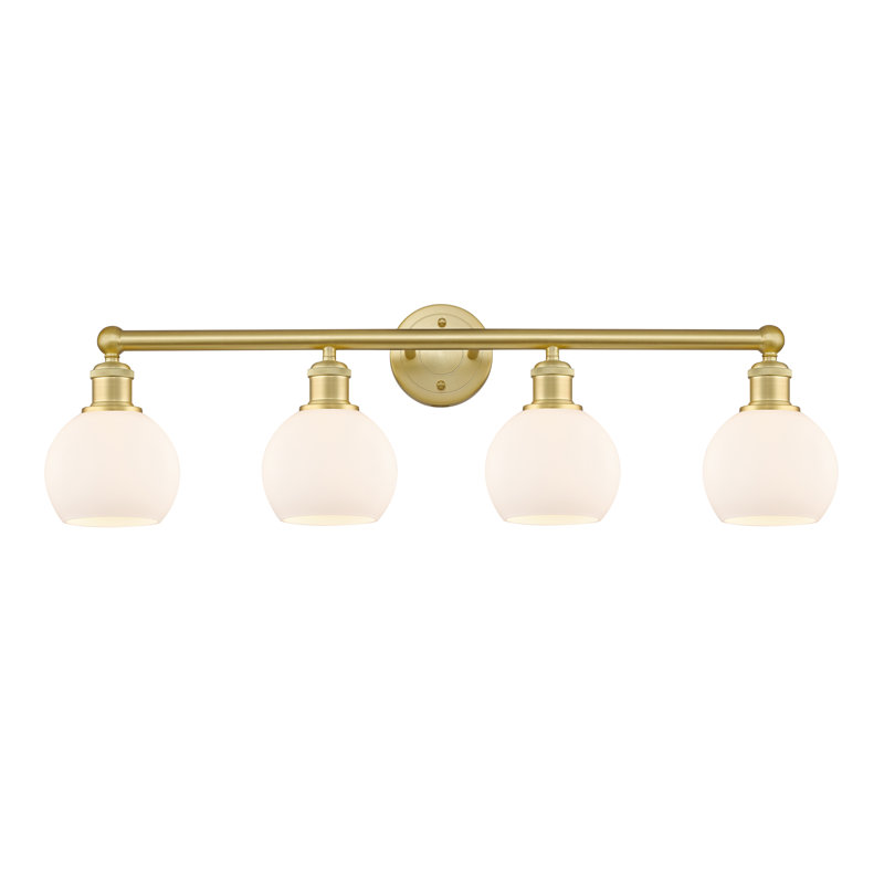 Éclairage pour meuble-lavabo 4 lumières 33 pouces Cambria, Blanc mat, Or satiné
