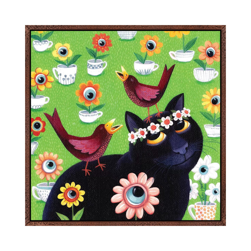 Iris 1 Piece Painting on Canvas, 93.98cm H x 93.98cm W x 3.81cm D, Classic Brown Wood Framed