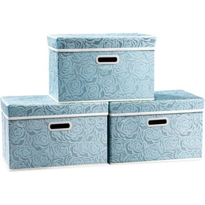 Cubes de rangement pliables avec couvercles, bacs de rangement décoratifs en tissu, boîtes de rangement, paniers avec poignées de couvercle pour garde-robe de chambre à coucher, salon