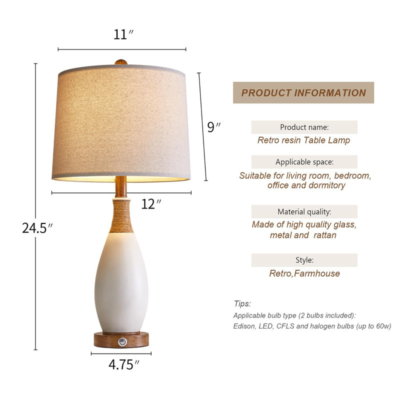 Lampe de table USB en résine Hunsberger