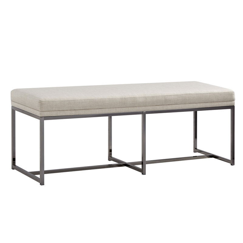 Banc de chambre rembourré en métal Stark, Lin beige