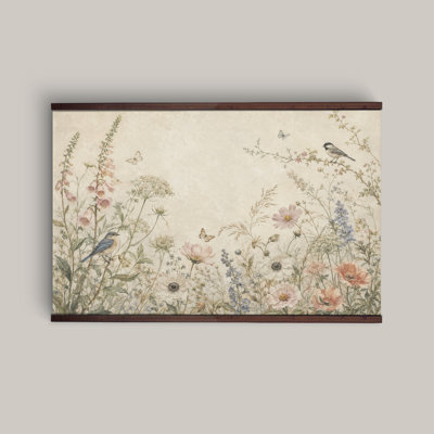Ready to Hang Wildflower Wall Tapestry Canvas – Cottage Garden Botanical Canvas Wall Art