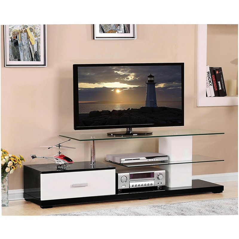 Ivana White & Black Finish TV Stand