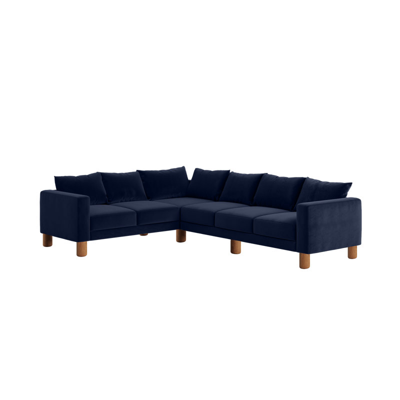 Essential 6-Seat Corner Sectional, Indigo Recycled Velvet, Cylinder