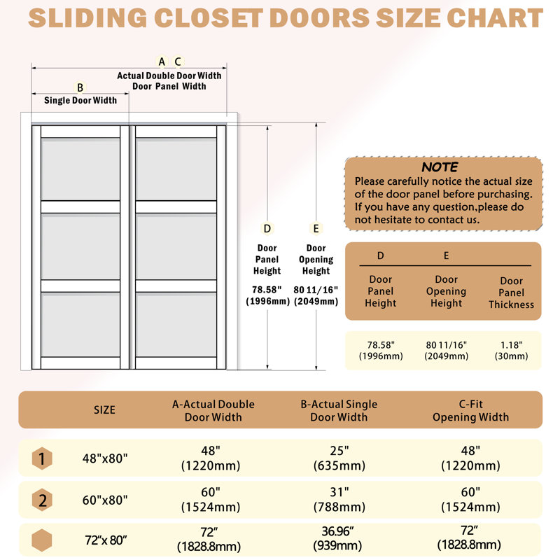 Porte de placard coulissante 1-Lite, 48 po x 80 po