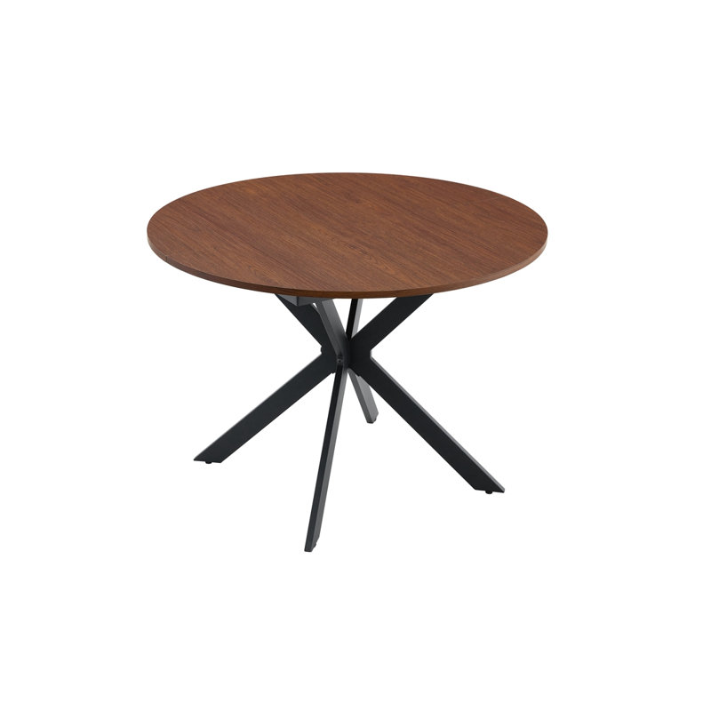 Extendable Round Dining Table – 43" to 54" with Sturdy Metal Legs for 4-6 People