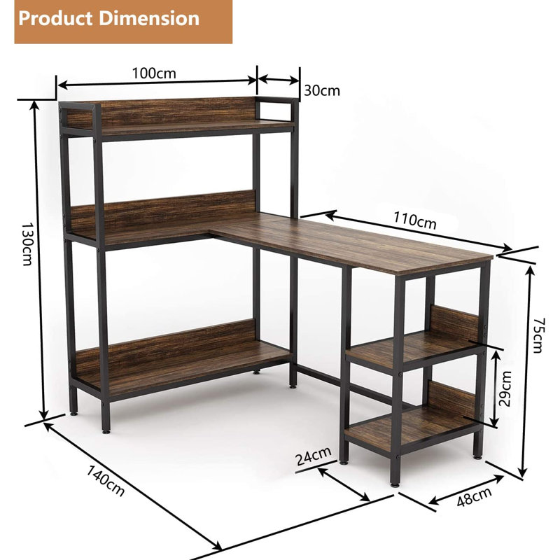 Evatt L-Shaped Metal Base Computer Desk