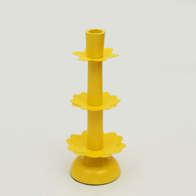  Lotus Bloom Tapered Yellow Candleholder