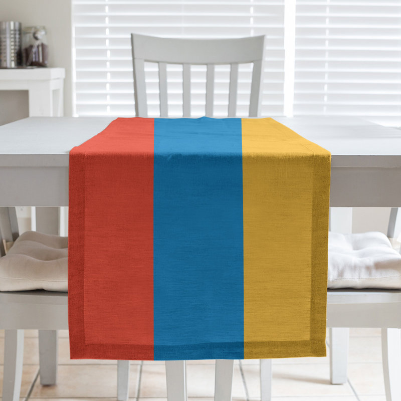 Chemin de table basket Oklahoma City, L 72 po x l 16 po, Orange / Bleu / Jaune, Polyester sergé