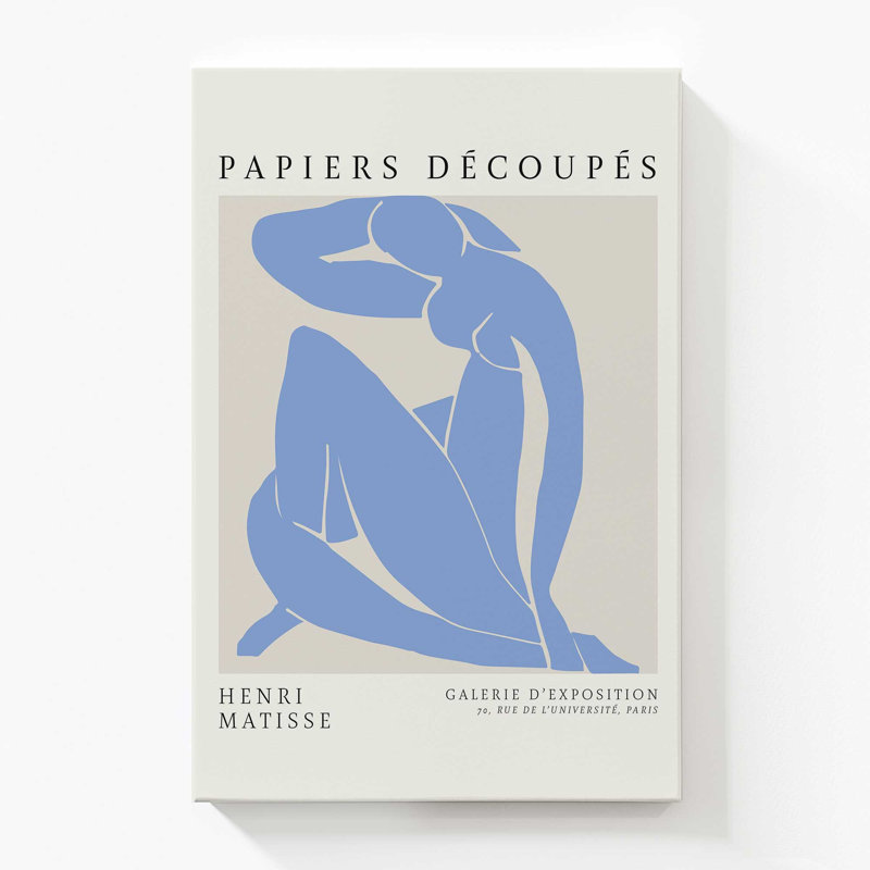 Blue Nude II Matisse, affiche d'art, Toile tendue, H 60 po x l 40 po x P 1,25 po